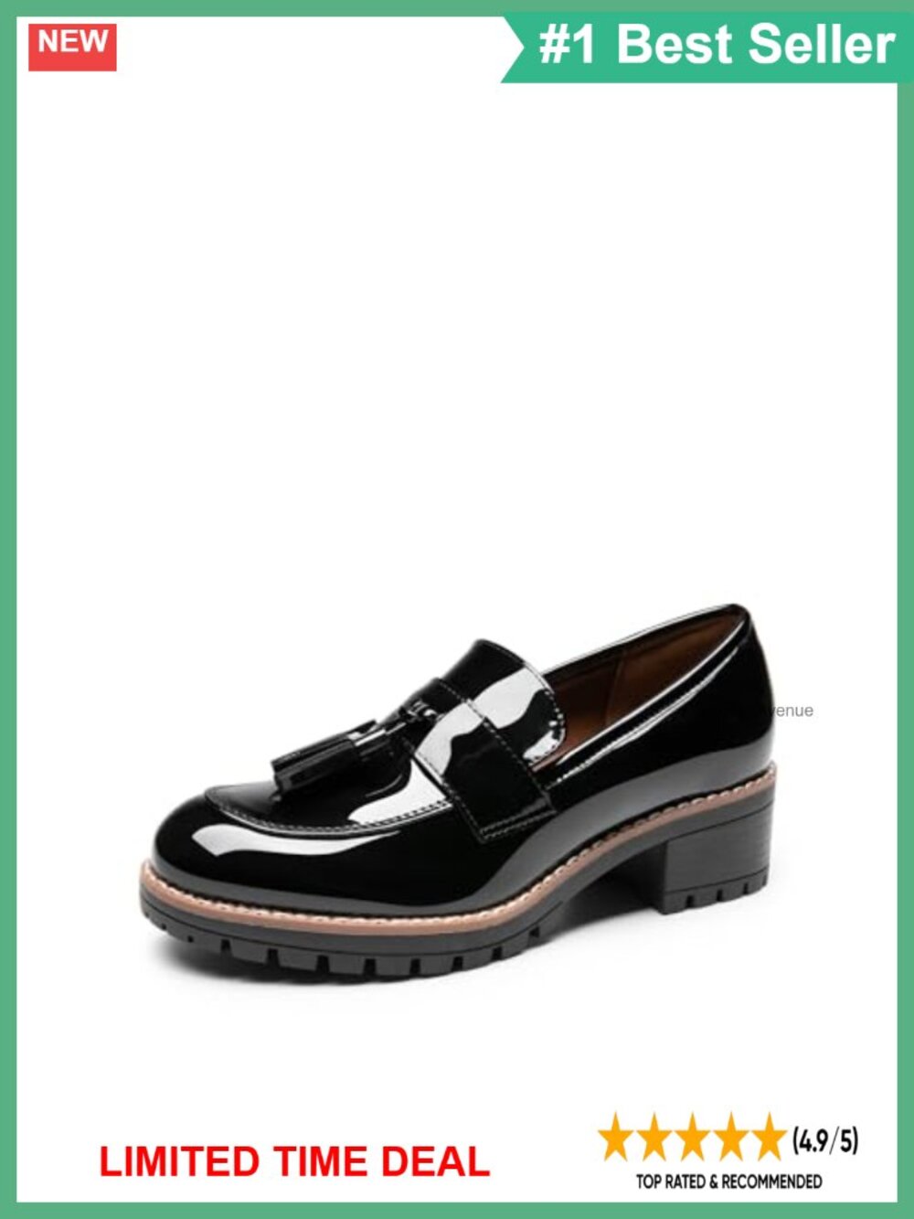 Women's Chunky Loafers Slip-On Tassel Business Casual Shoes